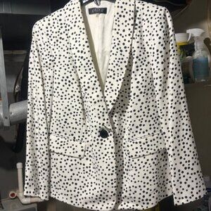 KASPER WOMEN'S POLKA-DOT BLACK/WHITE BLAZER 16W